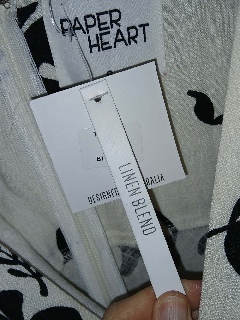 Paper Heart Linen Blend Maxi Dress — Black on Cream